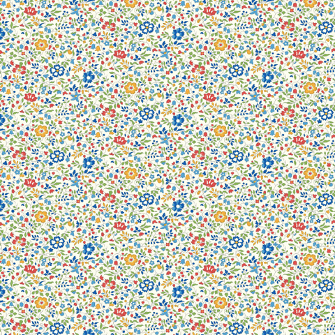 Small floral pattern with multicolored flowers on a white background