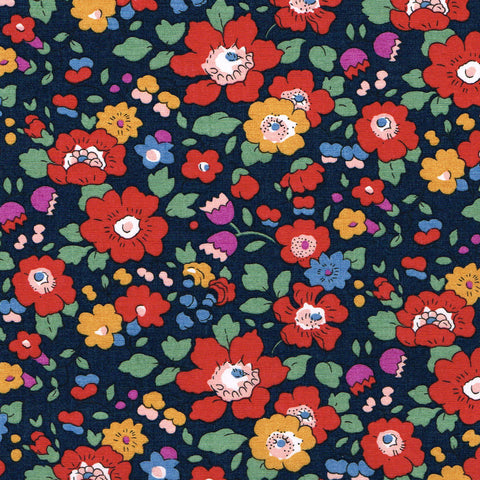 Colorful floral pattern on a dark blue background