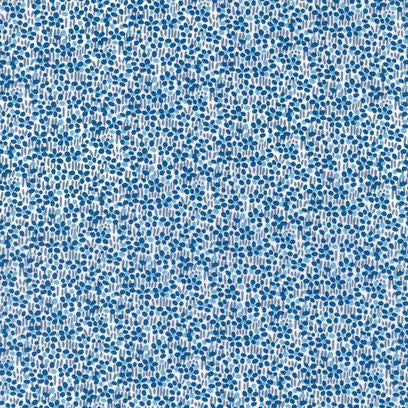 Textile pattern with blue and white dots on a blue background
