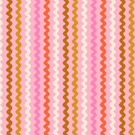 Wavy striped pattern with pink, orange, and gold colors 