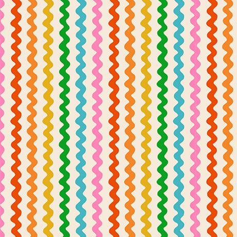 Colorful wavy pattern fabric swatch 