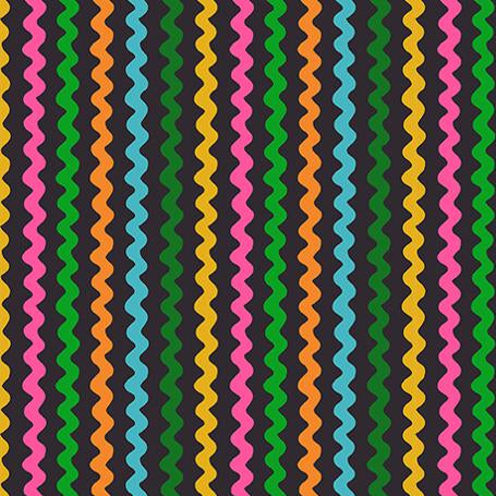 Colorful wavy pattern fabric with a ruler at the bottom,