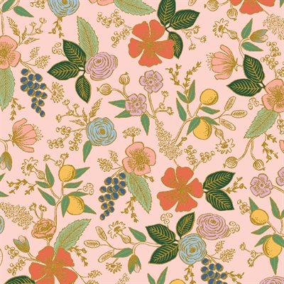 Floral and botanical pattern on a pink background