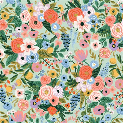Colorful floral pattern on a light blue background