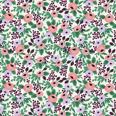 Floral pattern with pink flowers and green leaves on a light background