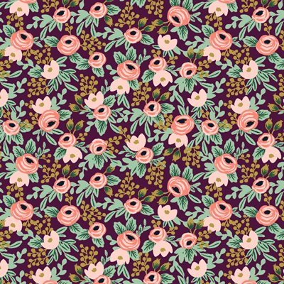 Floral pattern with pink and white flowers on a dark purple background