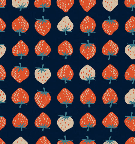 Ruby Star Society Strawberry Navy Linen Canvas - $27 CAD/metre