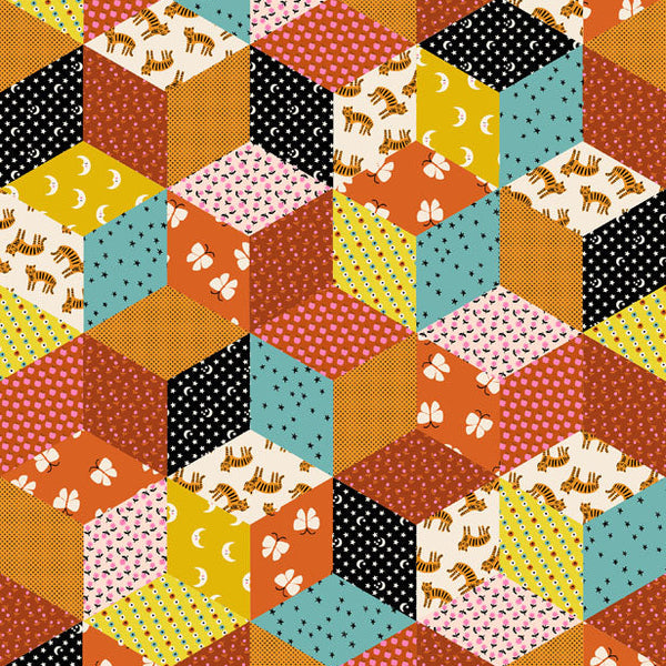 Ruby Star Society Ooh Lucky Lucky Tumbling Blocks Caramel - SALE 4.5 m (5 yard) Quilt Backing $59 CAD