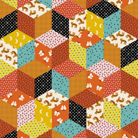 Ruby Star Society Ooh Lucky Lucky Tumbling Blocks Caramel - SALE 4.5 m (5 yard) Quilt Backing $59 CAD