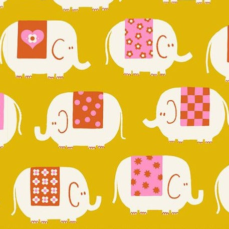 Ruby Star Society Picture Book Elephant Goldenrod- SALE 4.5 m Quilt Backing $39