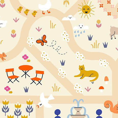 Ruby Star Society Woodland Park Garden Map Parchment - SALE 4.5 m (5 yard) Quilt Backing $59 CAD