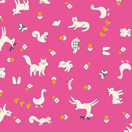 Ruby Star Society Woodland Park Menagerie Raspberry - SALE 4.5 m (5 yard) Quilt Backing $59 CAD