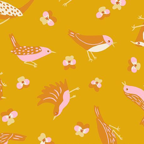 Ruby Star Society Bird is the Word Migration Goldenrod - SALE 4.5 m (5 yard) Quilt Backing $59 CAD