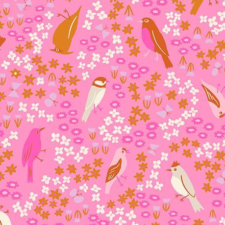 Ruby Star Society Bird is the Word Spark Flamingo - SALE 4.5 m (5 yard) Quilt Backing $59 CAD