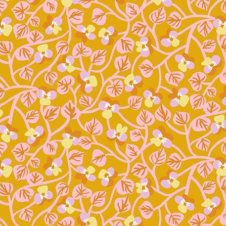 Ruby Star Society Bird is the Word Pansy Goldenrod - SALE 4.5 m (5 yard) Quilt Backing $59 CAD