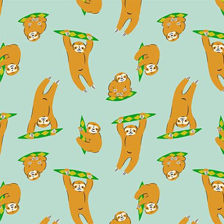 Ruby Star Society Animal Animal Sloth Minty - SALE 4.5 m (5 yard) Quilt Backing $59 CAD