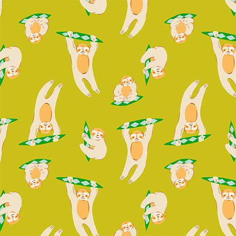 Ruby Star Society Animal Animal Sloth Pistachio - SALE 4.5 m (5 yard) Quilt Backing $59 CAD