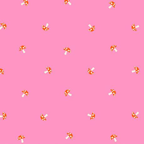 Ruby Star Society Carousel Tiny Mushrooms Flamingo - SALE 4.5 m (5 yard) Quilt Backing $59 CAD