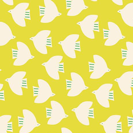 Ruby Star Society Catnap Birds Citron - SALE 4.5 m (5 yard) Quilt Backing $79