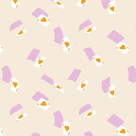Patterned fabric with geometric shapes on a beige background,