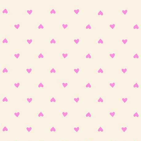 Pattern of small pink hearts on a beige background 