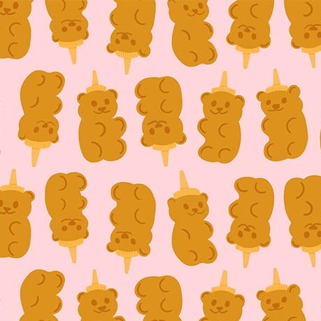 Ruby Star Society Egg and Friends Honey Bears Candy Pink - SALE 4.5 m (5 yard) Quilt Backing $79