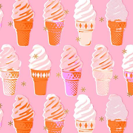 Pattern of ice cream cones on a pink background 