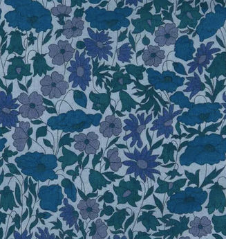 Pattern of blue flowers on a blue background