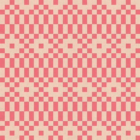 Checkered pattern fabric with pink and beige squares