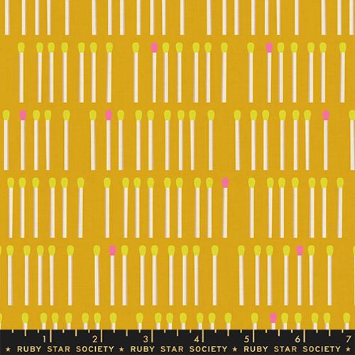 Pattern of matches on a yellow background with Ruby Star Society branding.