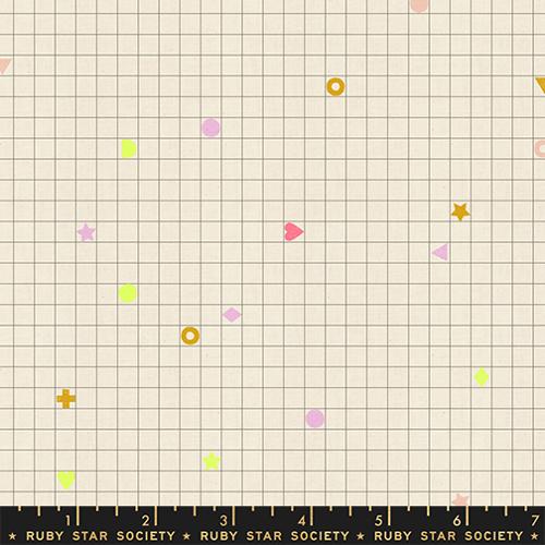 Grid pattern with colorful geometric shapes on a beige background, featuring the Ruby Star Society label.