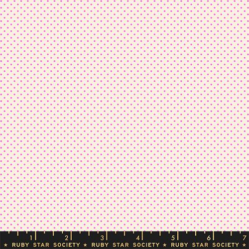 Fabric swatch with a pink and white pattern and Ruby Star Society label at the bottom.