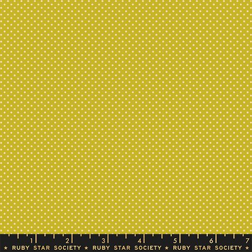 Yellow fabric with a subtle pattern and Ruby Star Society label