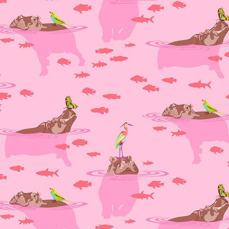 Tula Pink Everglow Hippos Don't Lie Nova - SALE 4.5 m (5 yard) Quilt Backing $29