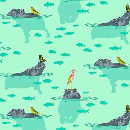 Tula Pink Everglow Hippos Don't Lie Spirit - SALE 4.5 m (5 yard) Quilt Backing $29