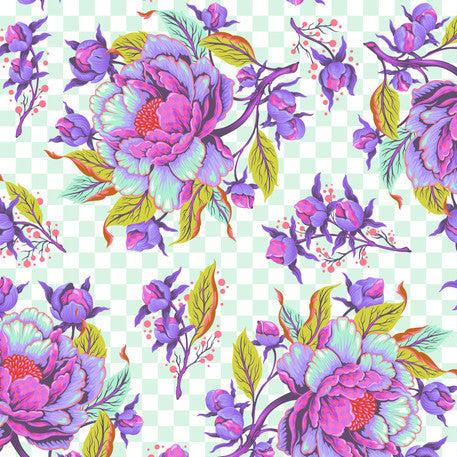 Colorful floral pattern on a checkered background