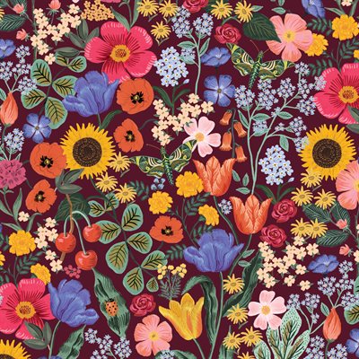 Colorful floral pattern on a dark background