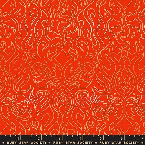 Ruby Star Society Fireglow Scribe Dark Ruby Metallic - $22/CAD metre