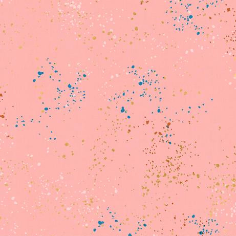 Pink fabric with colorful speckles