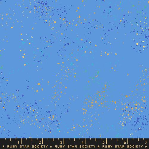 Blue fabric with gold and purple speckles, featuring a Ruby Star Society label.