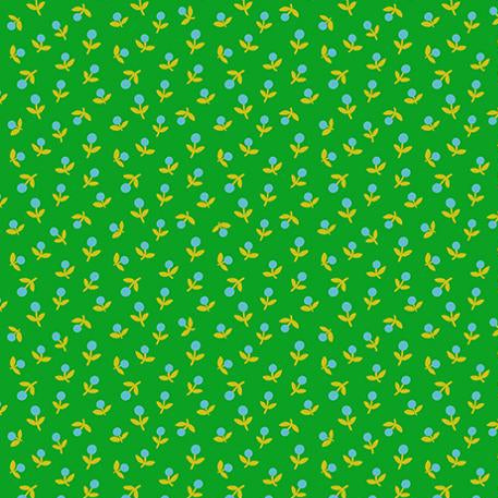 Fabric with small floral pattern on a green background
