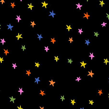 Colorful star pattern on a black background 