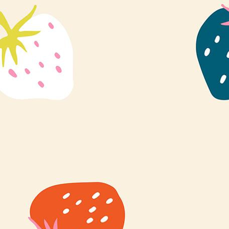 Fabric with colorful strawberry pattern