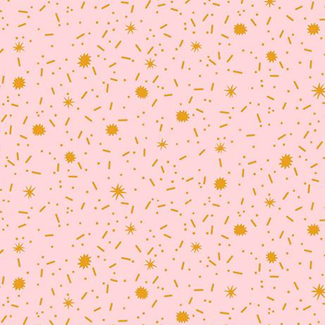 Pink fabric with gold star pattern 