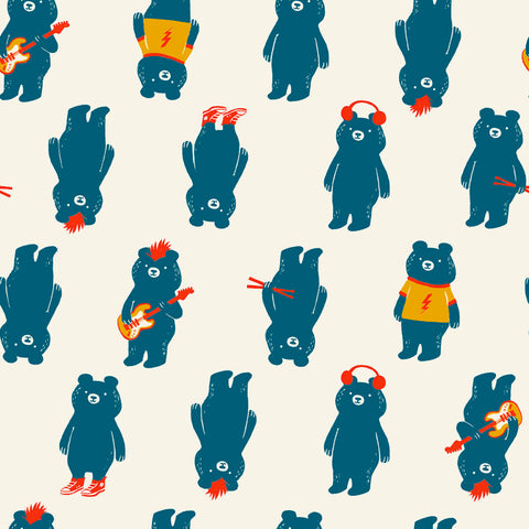 Ruby Star Society Teddy and The Bears The Band Buttercream - SALE $14/metre CAD