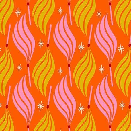 Patterned fabric with wavy lines and stars on a red background