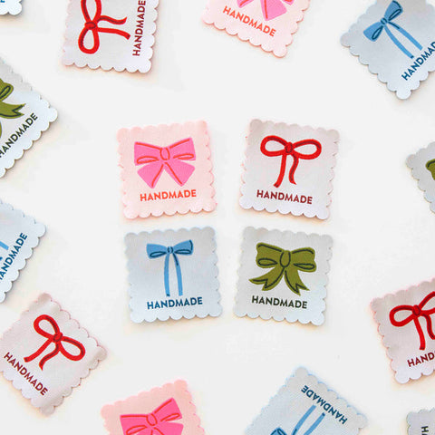 Sarah Hearts Labels - Bows Handmade Multipack Large Woven Labels