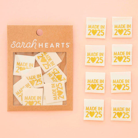 Sarah Hearts Labels - Made in 2025 Gold Woven Labels