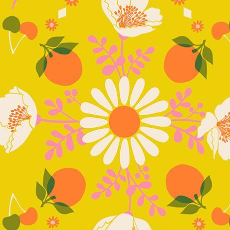 Ruby Star Society Juicy Poppy Garden Golden Hour - SALE $14/metre CAD