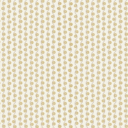Patterned fabric swatch with small geometric shapes on a beige background